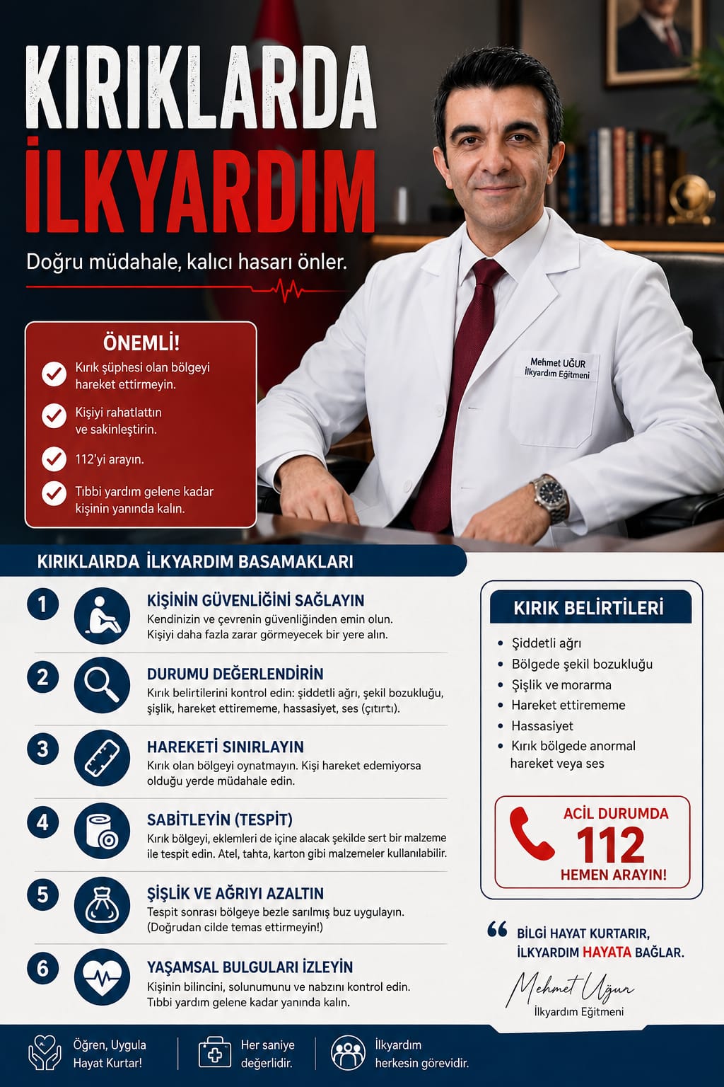 Kırıklarda ilk yardım bilgilendirme slaytı